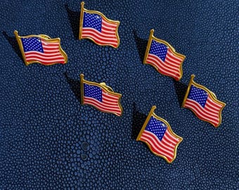 USA Flag Lapel Pins Set of 6, American Flag Enamel Pin, Patriotic Brooch, Small Flag Pin, Independence Day Accessory