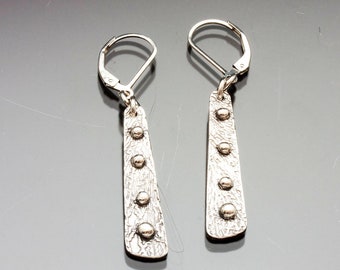 Textured Silver with Dots Earrings | Woman Owned | Oregon Jeweler | Handmade | Recycled & Repurposed Silver | Eco-Friendly Jewelry