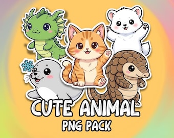 Kawaii Animal Clipart Bundle | 200 PNG Designs (Digital Download)
