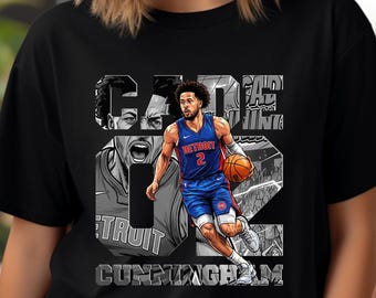 Basketball Player PNG Shirt Design: Cade Cunningham Comic T-Shirt Sublimation, DTF Transfer (Digital Download)