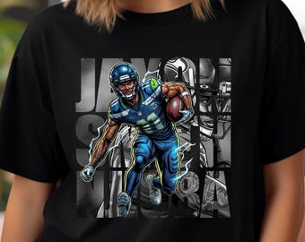 Football PNG Shirt Design: Comic Jaxon Smith Njigba T-Shirt Sublimation, DTF Transfer (Instant Download)