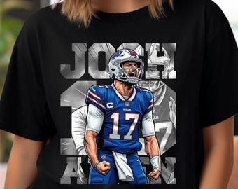 Football Player PNG Shirt Design: Comic Josh Allen T-Shirt Sublimation, DTF Transfer (Digital Download)