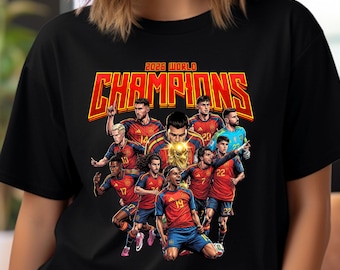 Football Player PNG T-Shirt Design: Spain World Champions Comic Image Shirt Sublimation (Instant Download)