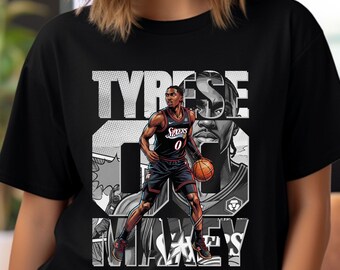Basketball Player PNG T-Shirt Design: Maxey Comic Image Shirt Sublimation DTF Transfer (Digital Download)
