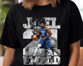 Basketball Player PNG T-Shirt Design: Embiid Comic Image Shirt Sublimation DTF Transfer (Digital Download)