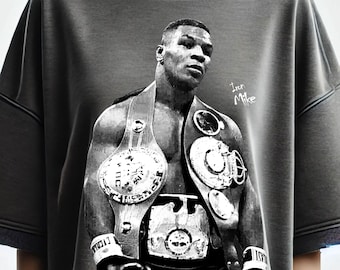 Iron Mike Boxing PNG: Black & White Graphic Tee Design (Digital Download)