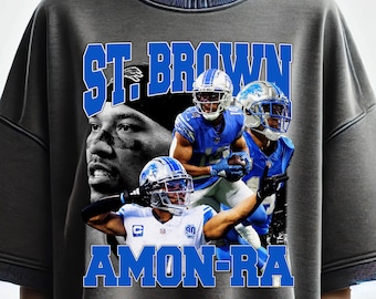Vintage Amon Ra St. Brown T-Shirt Design: Football Graphic Tee Sublimation PNG (Digital Download)