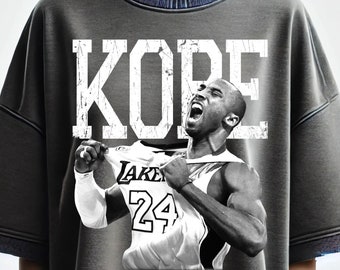 Kobe Basketball Player T-Shirt Design: Black & White Bootleg Tee Sublimation PNG (Digital Download)