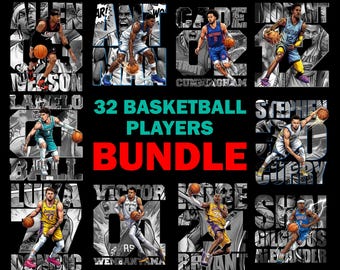 32 Basketball Player PNG Bundle: Basketball Comic T-shirt Sublimation, DTF Transfer (Instant Download)