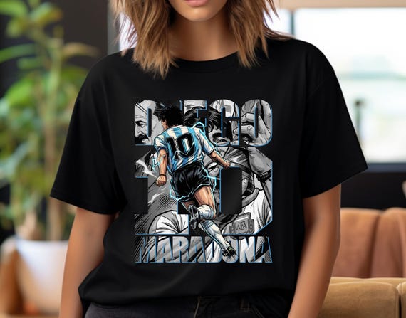 Soccer Player PNG Shirt Design: Diego Maradona Comic T-Shirt Sublimation, DTF Transfer (Instant Download)