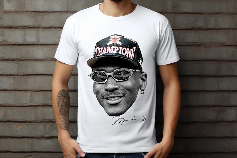 Monochrome Jordan Big Head Png Digital Download, Basketball Legend DTF Transfer Print, Basketball Bootleg Shirt, Motivational Sports Art.