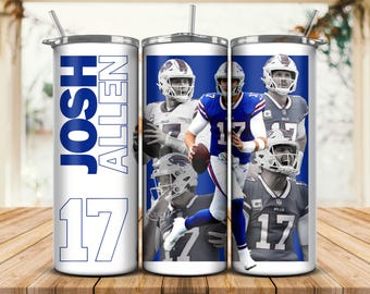 Josh Allen Football Tumbler Wrap: 20oz Skinny Sublimation Design (PNG Digital Download)