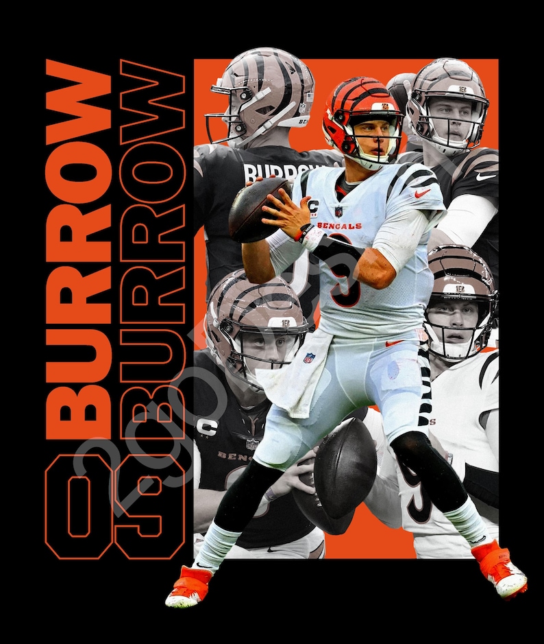 Streetwear Joe Burrow PNG for Tshirt Sublimation. Football Shirt Design, Football Graphic Tees, Football DTF Transfer, PNG Digital Download.