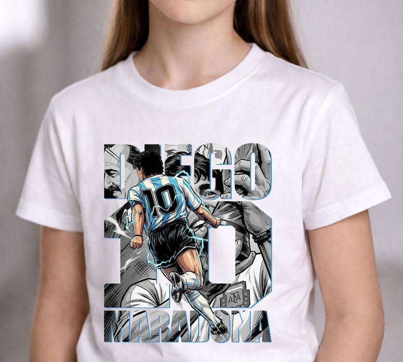 Soccer Player PNG Shirt Design: Diego Maradona Comic T-Shirt Sublimation, DTF Transfer (Instant Download) image 4