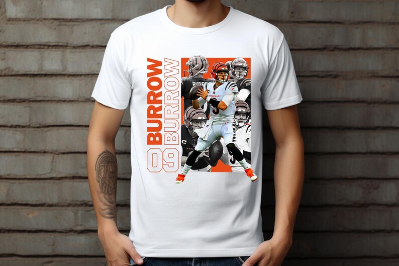 Streetwear Joe Burrow PNG for Tshirt Sublimation. Football Shirt Design, Football Graphic Tees, Football DTF Transfer, PNG Digital Download.