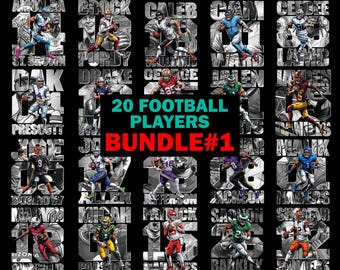 20 Football Players PNG Bundle V1: Football Comic Image Design T-Shirt Sublitmation (Instant Download)