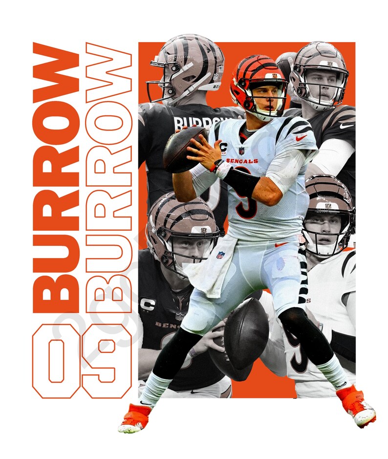 Streetwear Joe Burrow PNG for Tshirt Sublimation. Football Shirt Design, Football Graphic Tees, Football DTF Transfer, PNG Digital Download.