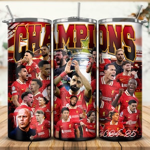 Liverpool Champions Tumbler Wrap Design: Soccer Sublimation PNG (Digital Download)