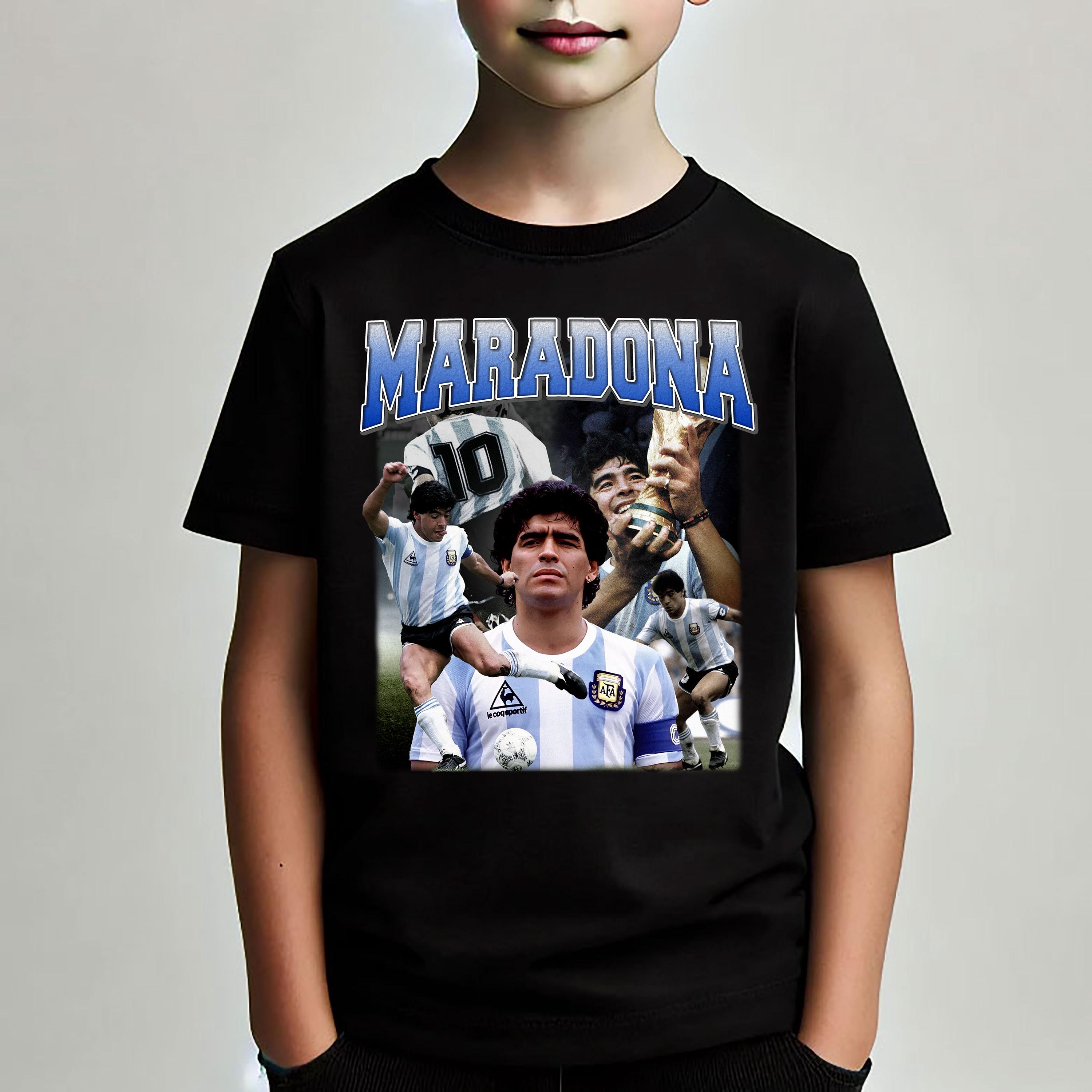 Vintage Maradona T-shirt Design: Soccer Graphic Tee (PNG Digital