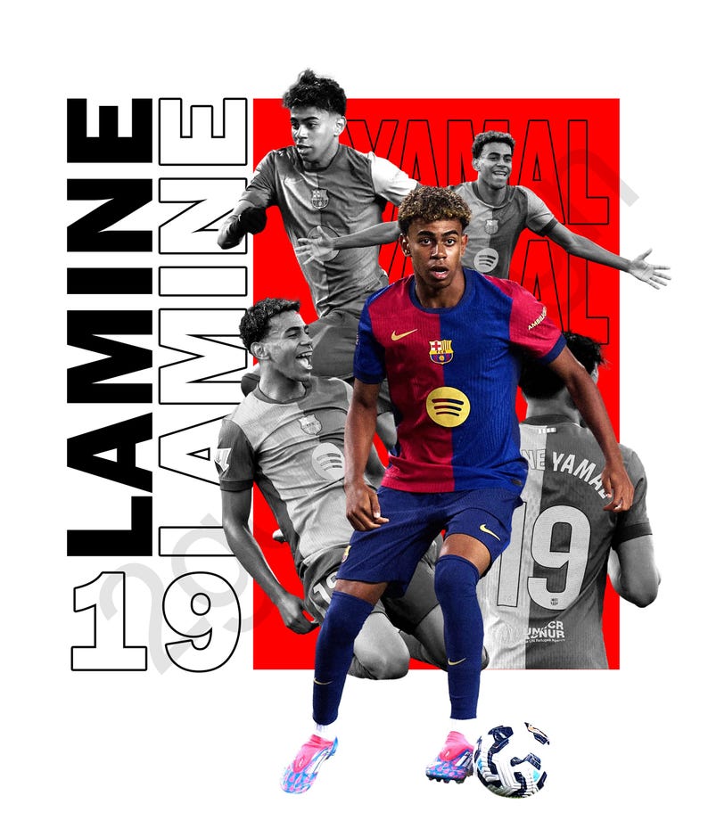 Lamine Yamal Tshirt Design Png Digital Download, Soccer Graphic Tee Png, Football DTF Sublimation Print, Football Streetwear Tshirt Design.