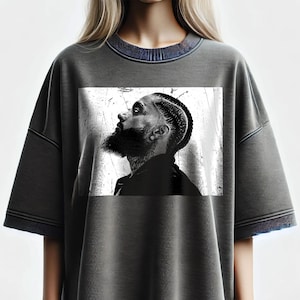 Nipsey Hussle Schwarz und Weiß T-Shirt Design: Rap Tee Sublimation (PNG Digital Download)