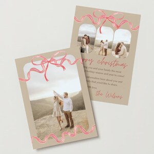 Christmas Card | Photo Christmas Card | Happy Holidays Card | Merry Christmas Card | 5x7 | Two-sided | Bow Xmas Card