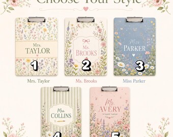 Personalized Teacher Acrylic Clipboard, Custom Teacher Name Clipboard, Floral Classroom Supplies, Back to School Teacher Gift