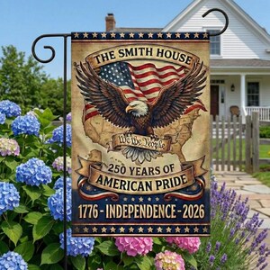 USA 250th Jubiläum Garten Flagge | Personalisierte American Pride Yard Flagge | Wir, die Leute Vaterländische Flagge | Unabhängigkeitstag 1776–2026