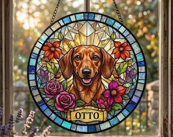 Personalisierter Haustier-Denkmal-Suncatcher, Regenbogenbrücke-Gedenkgeschenk, kundenspezifisches Hundeverlustgeschenk, Haustier-Erinnerung, Sympathiegeschenk für Hundeliebhaber