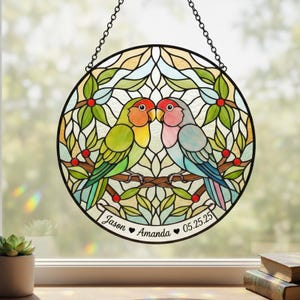 Stained Glass Lovebirds - Etsy Canada