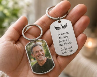 Chaveiro Memorial Personalizado, Chaveiro com Foto Personalizada para Lembrança, Em Memória Amorosa, Para Sempre em Nossos Corações, Presente de Condolências para a Família