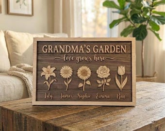 Personalisierte Oma Gartenschild, Benutzerdefinierte Blumenname Holzschild