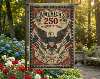 Amerika 250th Semiquincentennial Garden Flagge | Vaterländische Adler Hoffahne | 1776–2026 Unabhängigkeitstag Dekor | Vintage USA Flagge