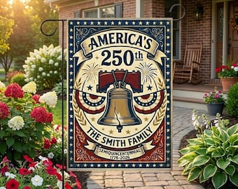 Bandera de jardín del 250 aniversario de Estados Unidos / Campana de la Libertad Decoración patriótica de EE. UU.