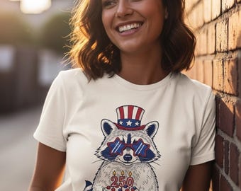 Comfort Colors® America 250 Shirt Süßer Waschbär, Unabhängigkeitstag Shirt, Waschbär-T-Shirt, Semiquincentennial Shirt, 4. Juli 2026