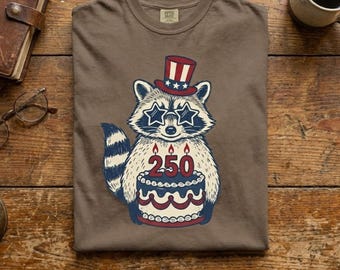 Comfort Colors® America 250 Shirt Süßer Waschbär, Unabhängigkeitstag Shirt, Waschbär-T-Shirt, Semiquincentennial Shirt, 4. Juli 2026