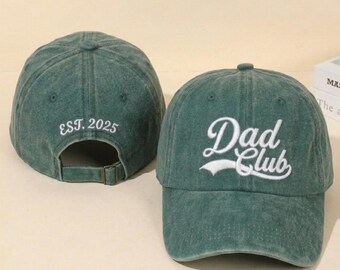 Custom Dad Club Hat, cadeau nieuwe vader, gepersonaliseerde Dad Hat EST-jaar, eerste Vaderdagcadeau, aangepaste geborduurde pet voor vader, cadeau man