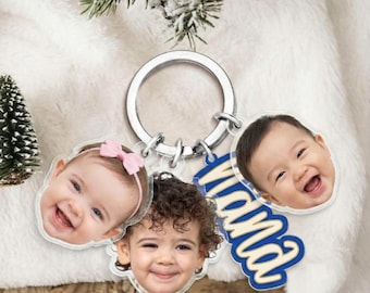 Benutzerdefiniertes Gesicht Schlüsselbund, personalisierte Foto Acryl Schlüsselring, Mama Papa Geschenk