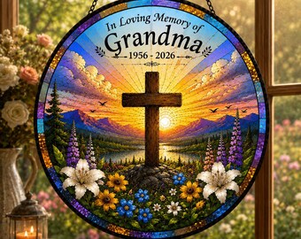 Personalized Memorial Suncatcher for Mom Dad, In Loving Memory Gift, Sympathy Gift Loss of Mother, Custom Christian Memorial Window Hanging