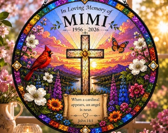 Personalisierter Erinnerungs-Suncatcher für Mama Papa, In liebevoller Erinnerung Geschenk, Beileid Geschenk Verlust der Mutter, kundenspezifischer christlicher Gedenkfensterbehang