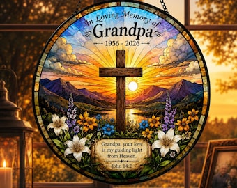 Personalisierter Erinnerungs-Suncatcher für Mama Papa, In liebevoller Erinnerung Geschenk, Beileid Geschenk Verlust der Mutter, kundenspezifischer christlicher Gedenkfensterbehang