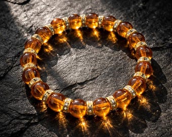 Orange translucent glass bead bracelet