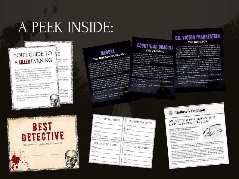 Murder Mystery Party Game: "The Haunting of Hallow's End" - 10-20 spelers afbeelding 3