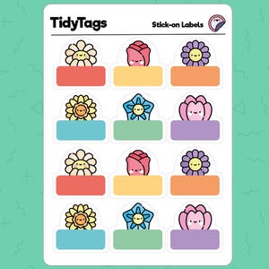 Etichetta impermeabile media fiori per bambini, materiale scolastico, etichetta personalizzata, etichetta con nome impermeabile, asilo nido
