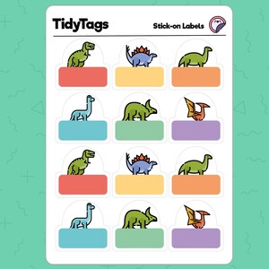 Etichetta impermeabile media Dino per bambini, materiale scolastico, etichetta personalizzata, etichetta con nome impermeabile, asilo nido