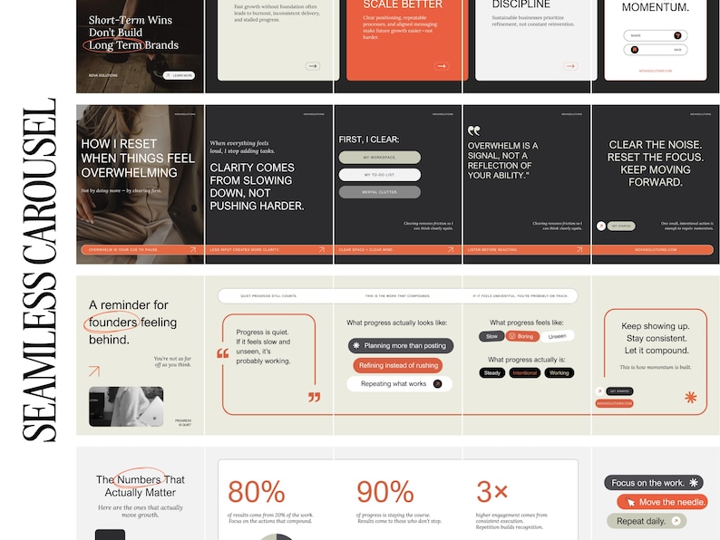Instagram Carousel Canva Template, Seamless Carousel for Coaches and ...
