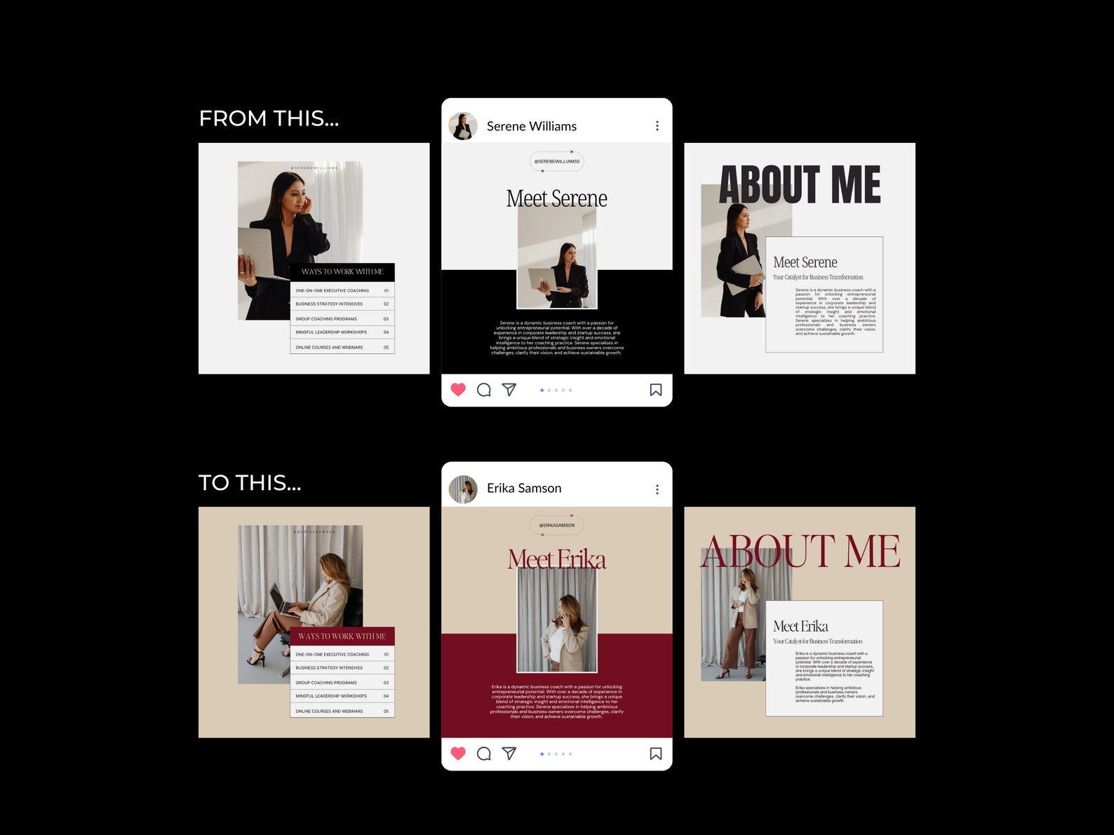 Instagram Templates for Coaches and Women Creatives Social Media ...