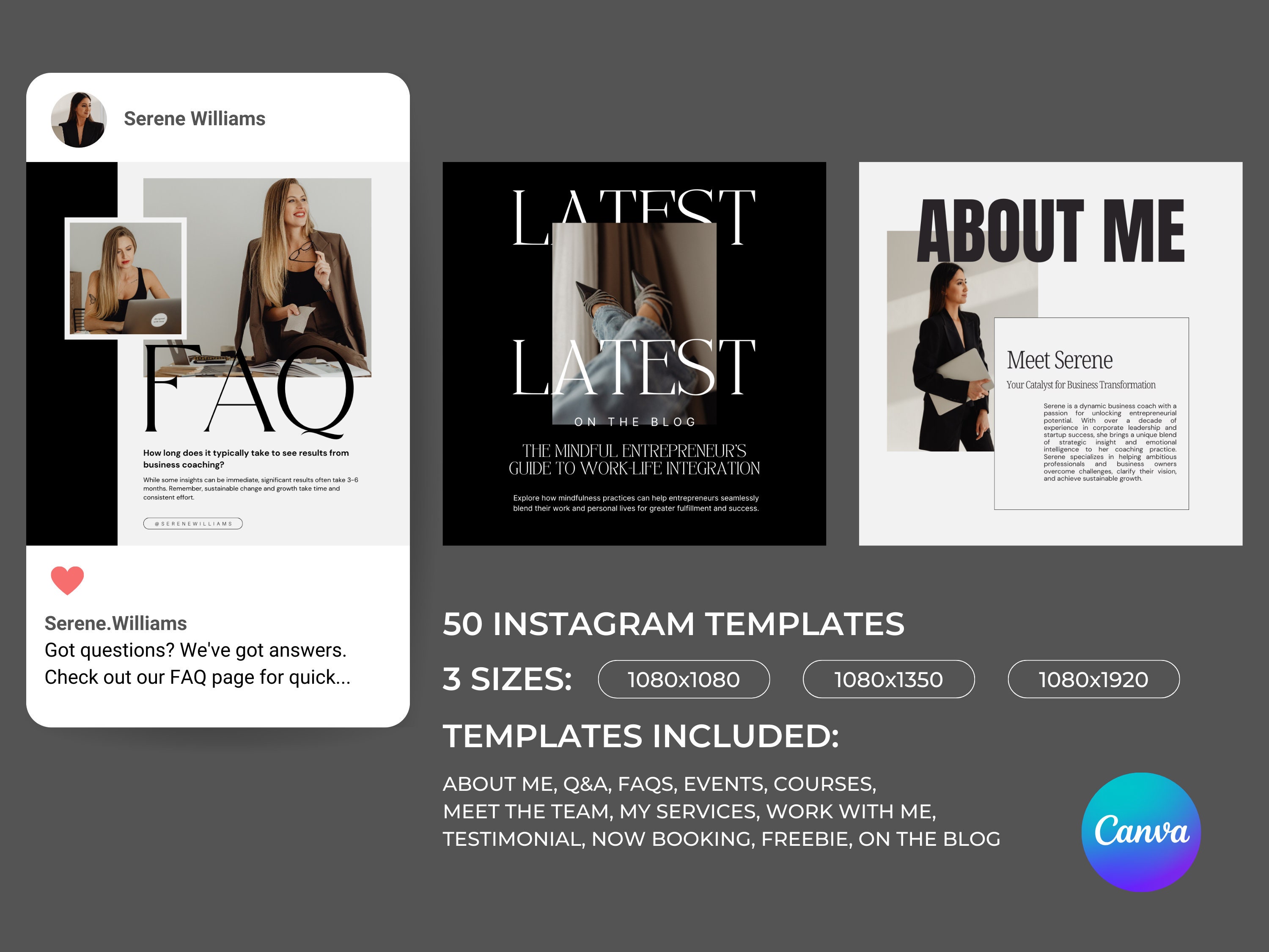 Instagram Templates for Coaches and Women Creatives Social Media ...