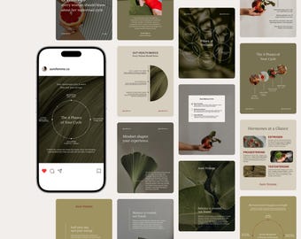 Wellness Instagram Templates: Health & Self-Care Social Media (Canva Editable) and Wellness Carousel Design