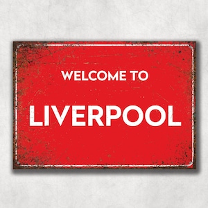 Liverpool / Welcome To Sign / Cartello da parete in metallo / Retro / Vintage / Man Cave / Casa / Bar / Birra / Cartello da giardino
